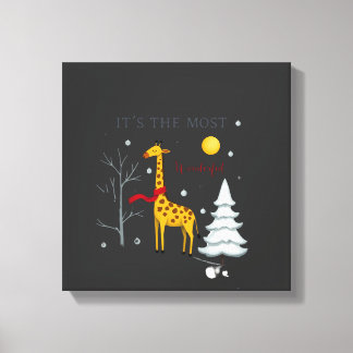 Funny Giraffe The Most Wonderful Time Christmas T- Leinwanddruck