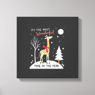 Funny Giraffe The Most Wonderful Time Christmas T- Leinwanddruck