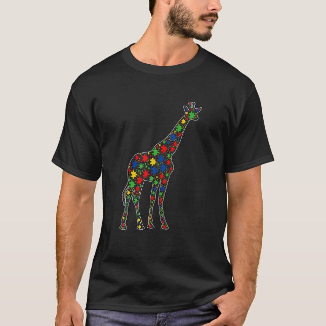Funny Giraffe Tiere Puzzle Pieces Autism Awarene T-Shirt (Vorderseite)