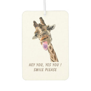 Funny Giraffe Tongue Out and Playful Wink Cartoon  Autolufterfrischer