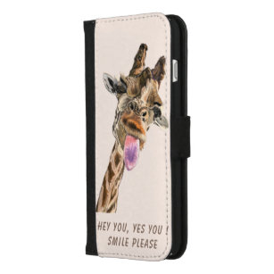 Funny Giraffe Tongue Out and Playful Wink Cartoon  iPhone 8/7 Plus Geldbeutel-Hülle