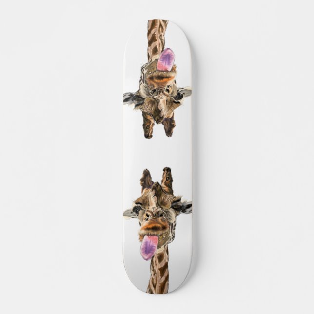 Funny Giraffe Tongue Out and Playful Wink Cartoon  Skateboard (Vorne)
