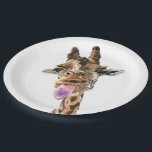 Funny Giraffe Tongue Out and Playful Wink - Fun Pappteller<br><div class="desc">Funny Giraffe Tongue Out and Playful Wink - Lächeln Tier Cartoon Zeichnend - Wählen / Fügen Sie Ihren einzigartigen Text / Schriftart / Farbe - Make Your Special Gift - Neu vergrössern und verschieben oder entfernen und hinzufügen / Bild mit Anpassungs-Tool ! - Zeichn und Design von MIGNED. Sie können...</div>