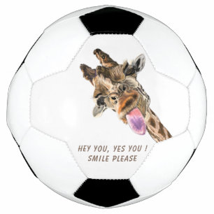 Funny Giraffe Tongue Out and Playful Wink - Läche Fußball