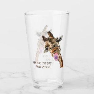 Funny Giraffe Tongue Out and Playful Wink - Läche Glas