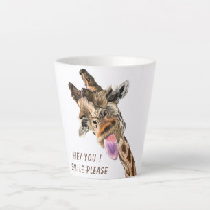 Funny Giraffe Tongue Out and Playful Wink - Läche Milchtasse