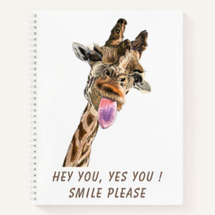 Funny Giraffe Tongue Out and Playful Wink - Läche Notizbuch