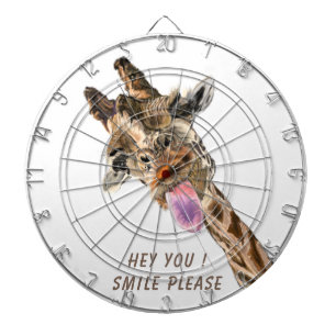 Funny Giraffe Tongue Out and Playful Wink - Lächel Dartscheibe