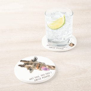 Funny Giraffe Tongue Out and Playful Wink - Lächel Getränkeuntersetzer