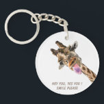 Funny Giraffe Tongue Out and Playful Wink - Lächel Schlüsselanhänger<br><div class="desc">Funny Giraffe Tongue Out and Playful Wink - Lächeln Tier Cartoon Zeichnend - Wählen / Fügen Sie Ihren einzigartigen Text / Schriftart / Farbe - Make Your Special Gift - Neu vergrössern und verschieben oder entfernen und hinzufügen / Bild mit Anpassungs-Tool ! - Zeichn und Design von MIGNED. Sie können...</div>