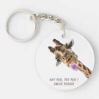 Funny Giraffe Tongue Out and Playful Wink - Lächel