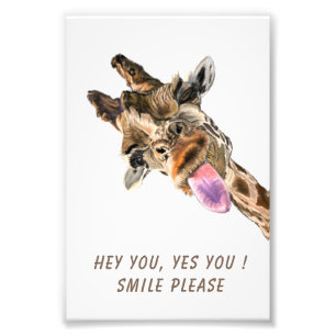 Funny Giraffe Tongue Out and Playful Wink Smile Fotodruck