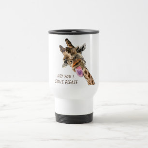 Funny Giraffe Tongue Out and Playful Wink - Spaß Reisebecher