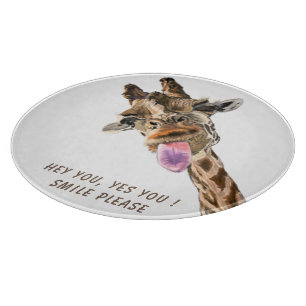 Funny Giraffe Tongue Out Playful Cutting Board Schneidebrett