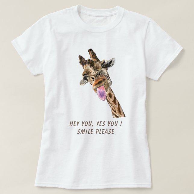 Funny Giraffe Tongue Out T - Shirt - Benutzerdefin (Design vorne)