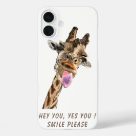 Funny Giraffe Tongue Personalisierter Text iPhone 16 Plus Hülle