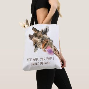 Funny Giraffe Tote Bag - Benutzerdefinierter Text Tasche