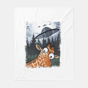Funny Giraffe UFO Zoo Animal Weird Meme Graphic _ Fleecedecke