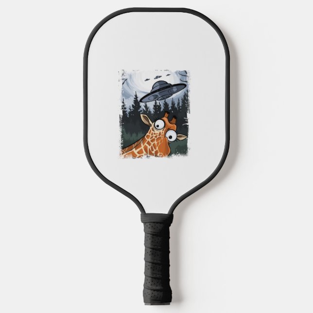 Funny Giraffe UFO Zoo Animal Weird Meme Graphic _ Pickleball Schläger (Vorderseite)