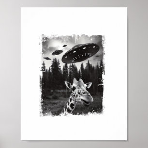 Funny Giraffe UFO Zoo Animal Weird Meme Graphic Poster