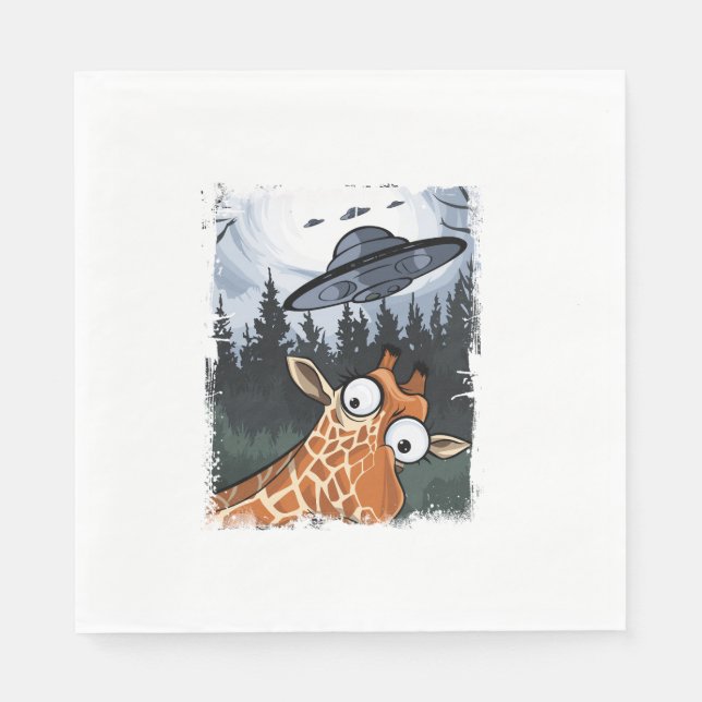 Funny Giraffe UFO Zoo Animal Weird Meme Graphic _ Serviette (Vorderseite)