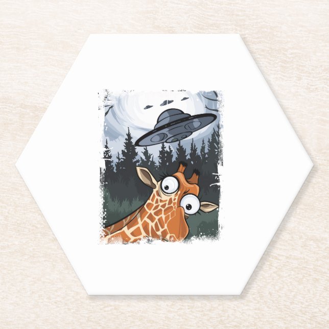 Funny Giraffe UFO Zoo Animal Weird Meme Graphic _ Untersetzer (Vorderseite)