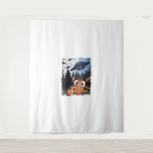 Funny Giraffe UFO Zoo Animal Weird Meme Graphic Wandteppich