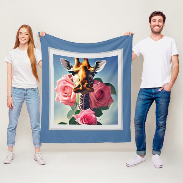 Funny Giraffe und Rose Surreal Fleecedecke (Beispiel)
