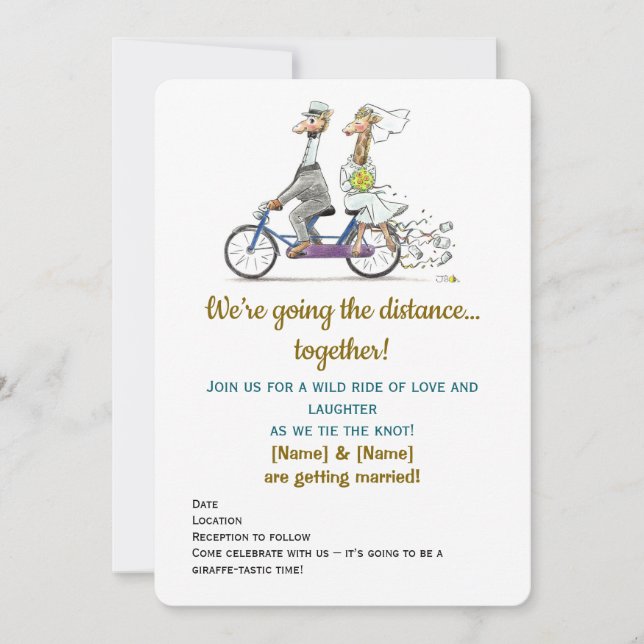 Funny Giraffe Wedding Save The Date (Vorderseite)