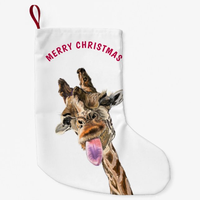 Funny Giraffe Weihnachten Strumpf - Lächeln Kleiner Weihnachtsstrumpf (Vorderseite)