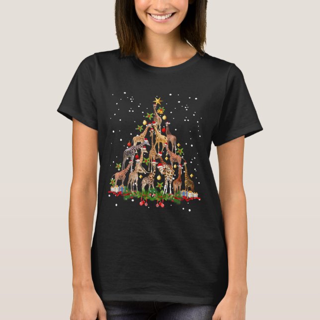 Funny Giraffe Weihnachtsbaum Dekoration Geschenk C T-Shirt (Vorderseite)