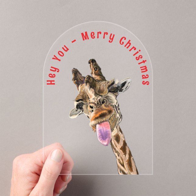 Funny Giraffe Weihnachtskarte - Benutzerdefinierte Acryleinladungen (Insitu (Handheld))