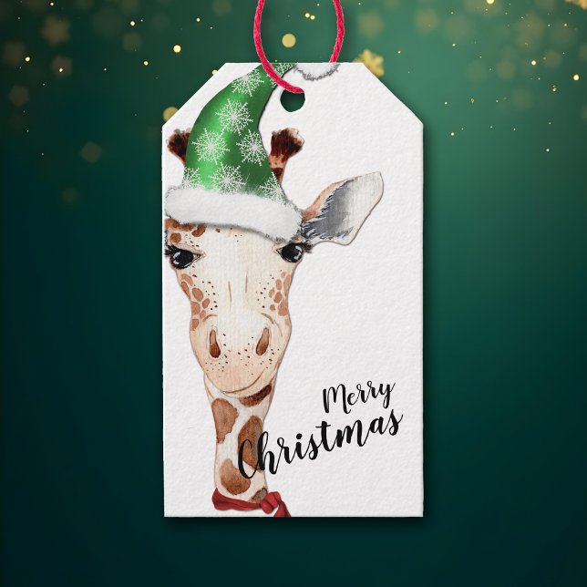 Funny Giraffe Weihnachtsmannmütze Weihnachten Geschenkanhänger (Von Creator hochgeladen)