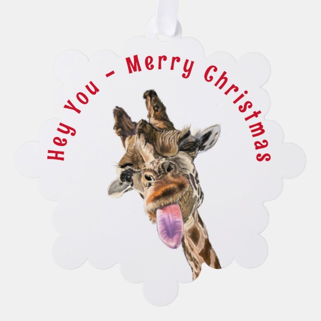 Funny Giraffe Weihnachtsschmuckkarte Ornament Karte (Vorderseite)