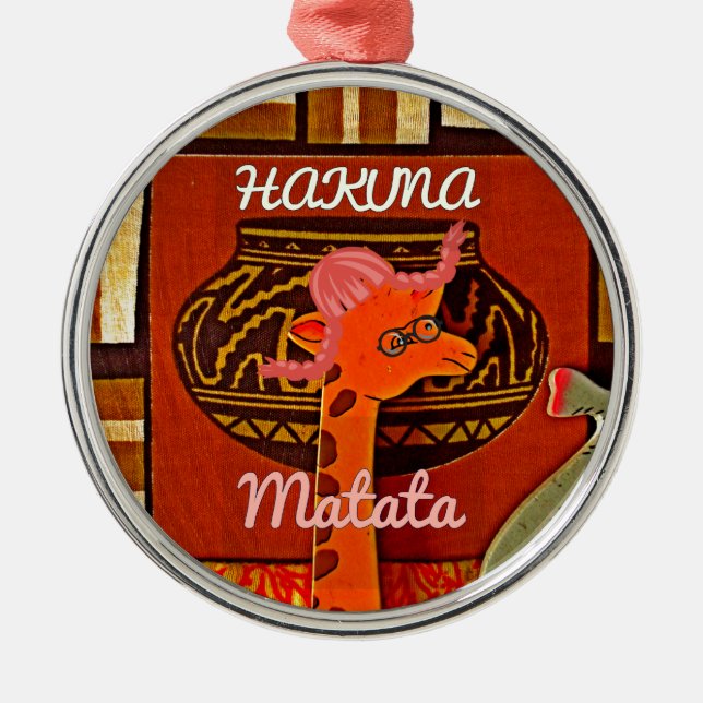 Funny Giraffe with cool text Hakuna Matata Ornament Aus Metall (Vorne)