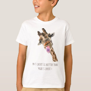 Funny Giraffe Zunge Out Playful Wink - Hinzufügen  T-Shirt
