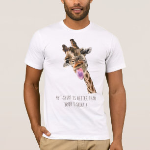 Funny Giraffe Zunge Out Playful Wink - Hinzufügen  T-Shirt