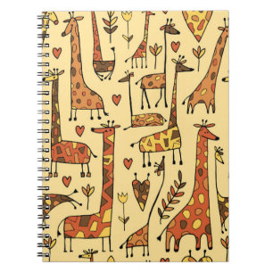 Funny giraffes skizzen, nahtloses muster deines de notizblock
