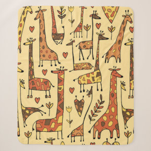 Funny giraffes skizzen, nahtloses muster deines de sherpadecke
