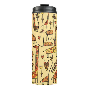 Funny giraffes skizzen, nahtloses muster deines de thermosbecher