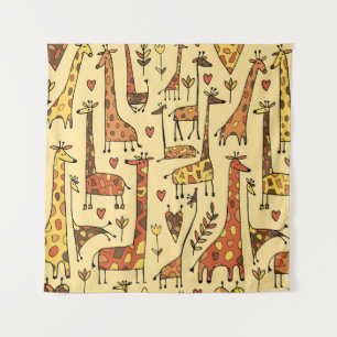 Funny giraffes skizzen, nahtloses muster deines de wandteppich