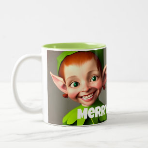 Funny Girl Elf Frohe Weihnachts-Tasse Zweifarbige Tasse