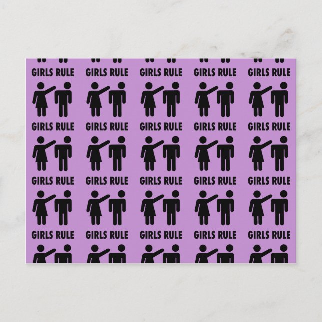Funny Girls Rule Lila Girl Power Feminist Geschenk Postkarte (Vorderseite)