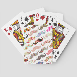 Funny Girly farbenfrohe Muster Mustaches Spielkarten