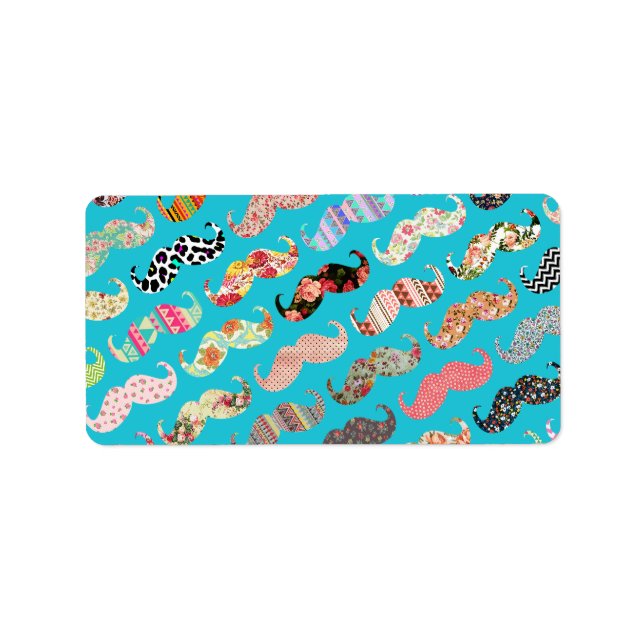 Funny Girly Turquoise Floral Azaches Adressaufkleber (Vorne)