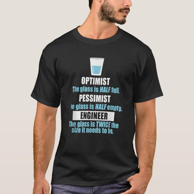 Funny Glass Halb Vollblut Shirt Optimist Pessimist (Vorderseite)
