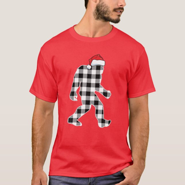 Funny Glaube Kariert Bigfoot Weihnachten Sasquatch T-Shirt (Vorderseite)