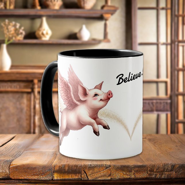 Funny glaube, wenn Schweine fliegen Tasse (Von Creator hochgeladen)