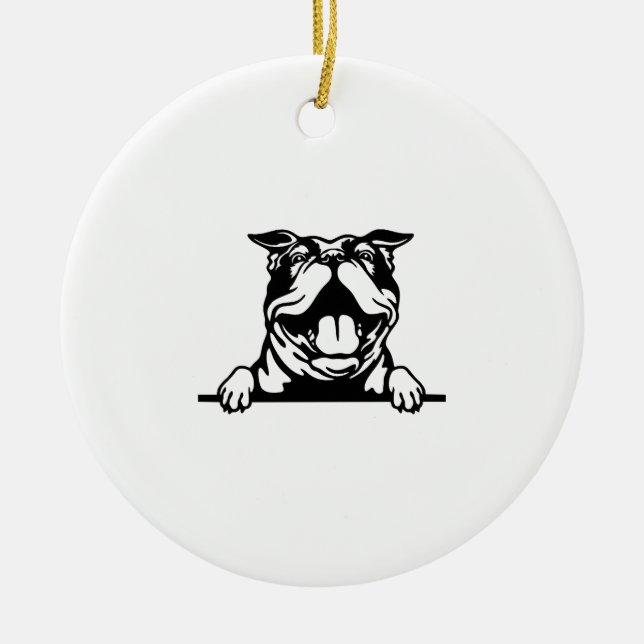 Funny glücklicher Bulldog Keramik Ornament (Vorne)