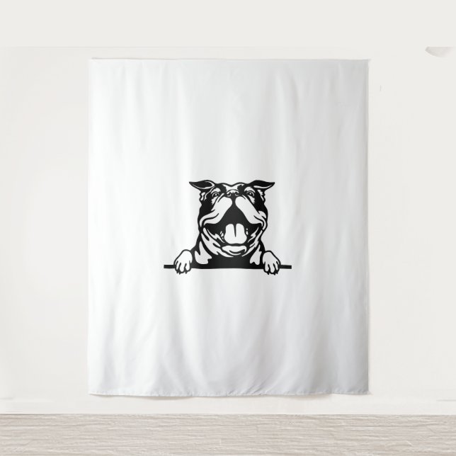 Funny glücklicher Bulldog Wandteppich (Vorderseite)